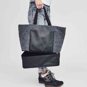 DSW Grey Felt Tote with Shoe Compartment